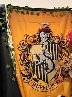 Harry Potter Hufflepuff Inspired Yellow Crest Wall Tapestry